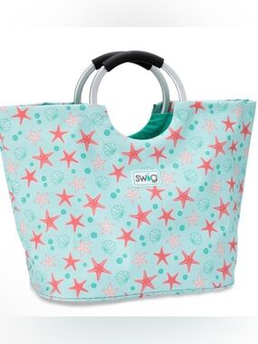 Swig Sea Star Pattern Tote Bag - Aqua and Coral